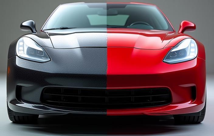Voiture avant et après detailing extérieur
